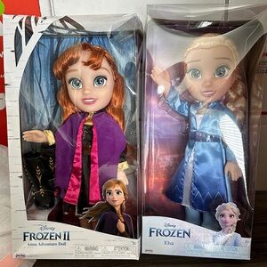 Disney Frozen II Anna and Elsa Dolls with Purple and Blue Outfits